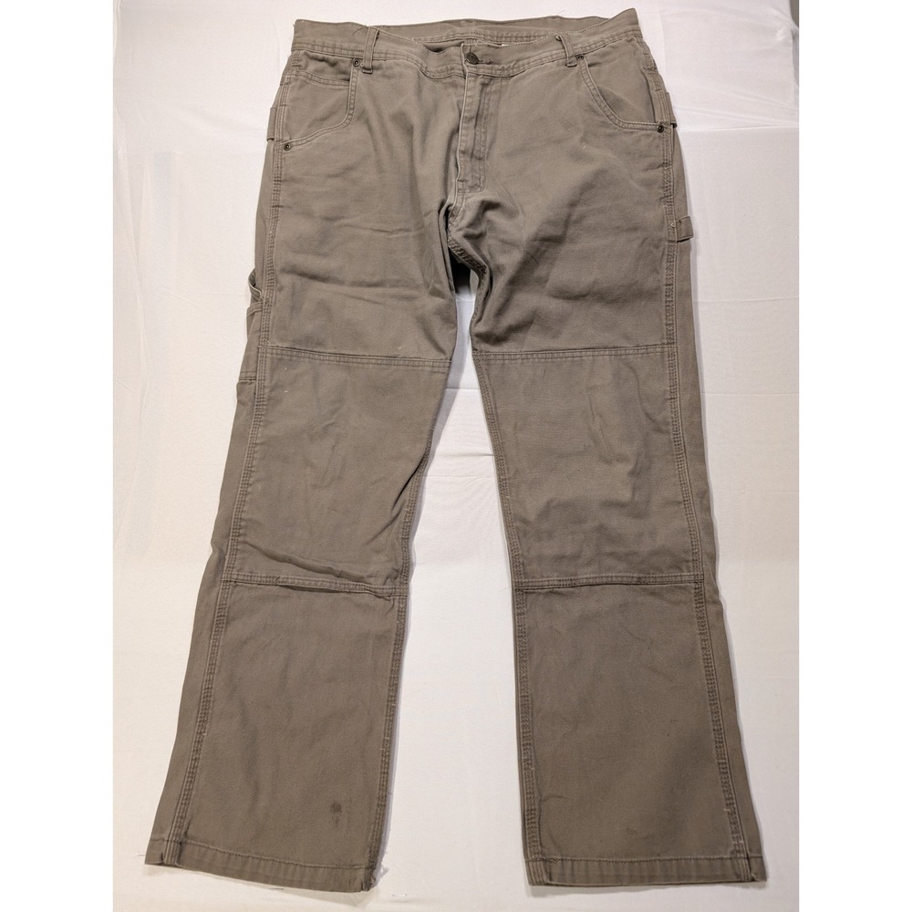 Key Industries Mens 34/32 Double Knee Work Pants Brown Cotton Canvas Utility